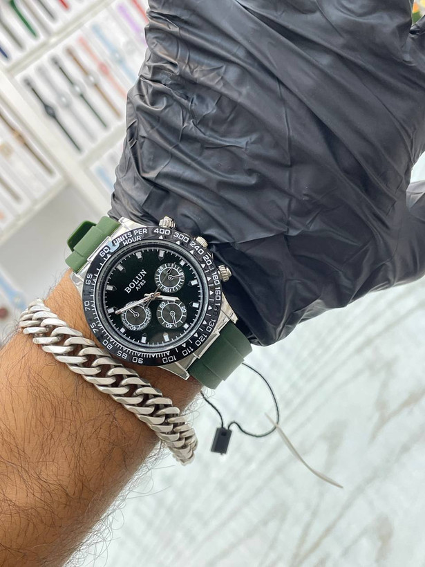 ساعت مردانه طرح رولکس بند رابر اسپرت